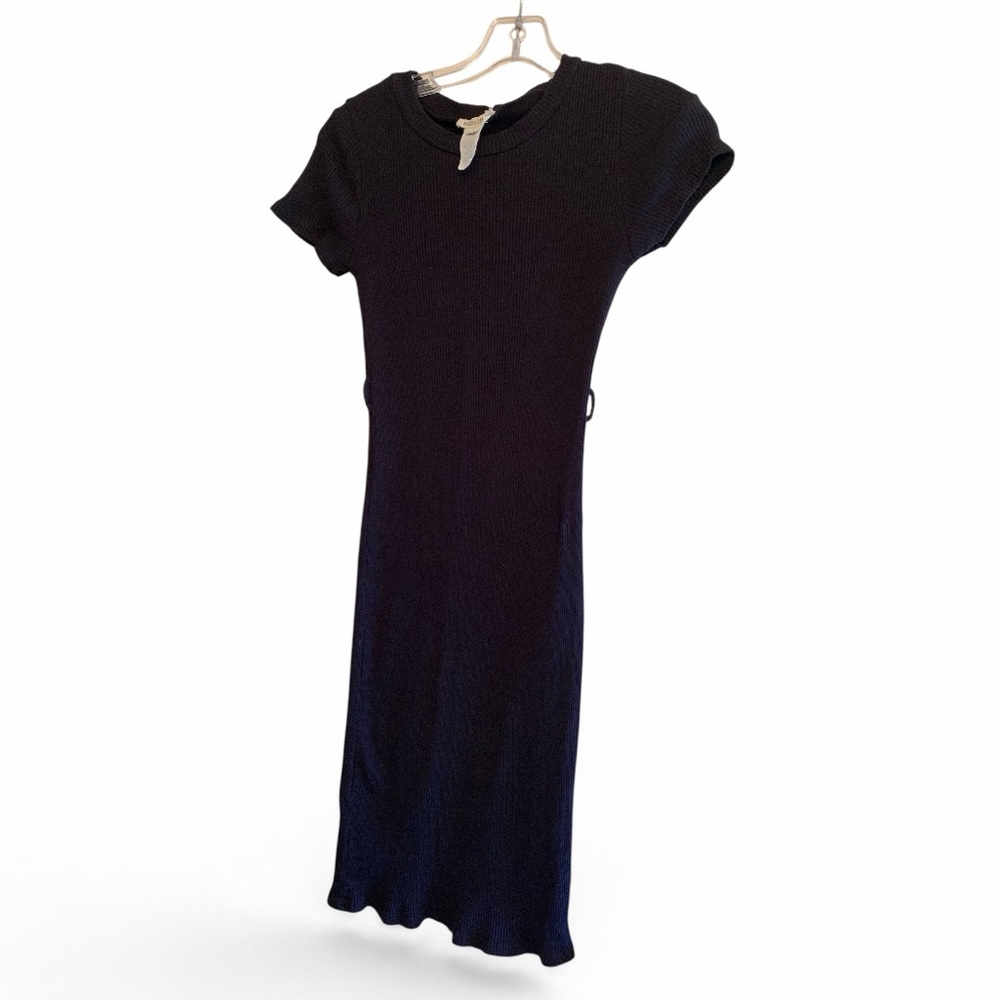 ROLLA COSTER Black Ribbed Dress with Belt Loops Short Sleeve Woman’s Size Medium